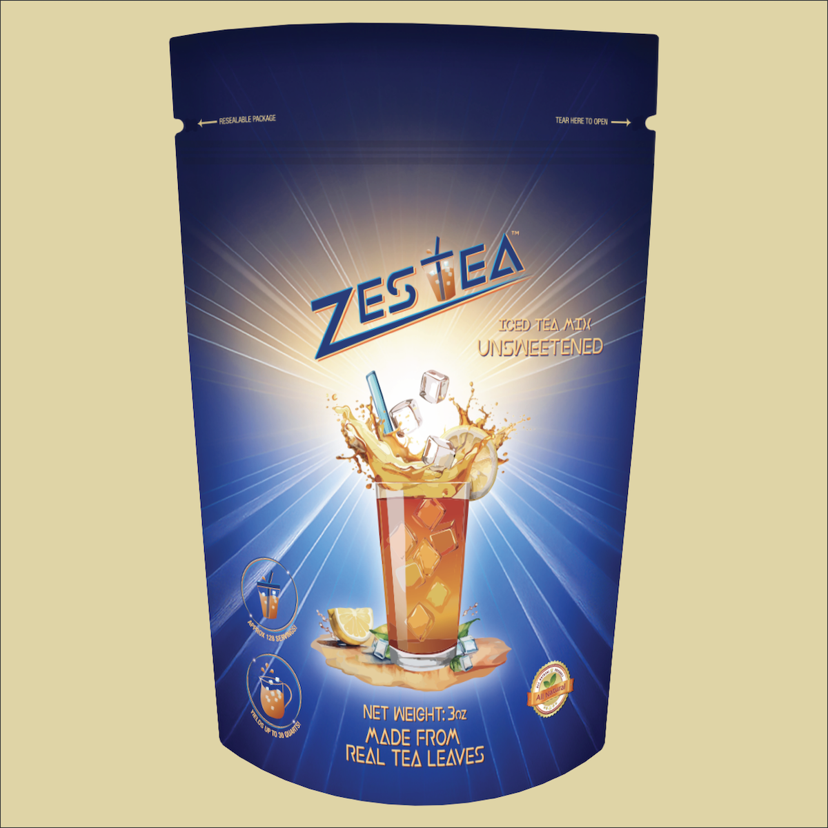Zestea Unsweetened 100% Instant Iced Tea Mix - 3oz Pouch - 35qt yield (image for) Zestea Unsweetened 100% Instant Iced Tea Mix - 3oz Pouch - 35qt yield